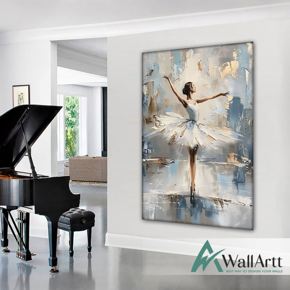 Ballerina III 3D Heavy Textured Partial oil Painting - Wall Art